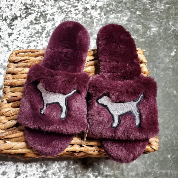 PINK Victoria's Secret Shoes - Victoria's Secret PINK Faux Fur Dog slippers